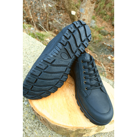 Erkek Casual Ayakkabı Hakiki Deri Bağcıklı Siyah Renk