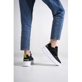 ALESSI Bağcıklı Ortopedik Taban Kadın Sneaker Ayakkabı BT Siyah/Yeşil