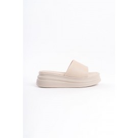 ALICE Düz Topuklu Kalın ve Ortopedik Taban Kadın Terlik KT Krem