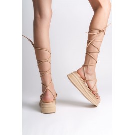 SAMANTHA Bilekten Bağlamalı Ortopedik Taban Kadın Terlik TT Ten