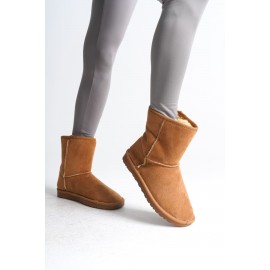 SELINA Bağcıksız Düz Taban İçi Kürklü Süet Kadın Bot TT Taba