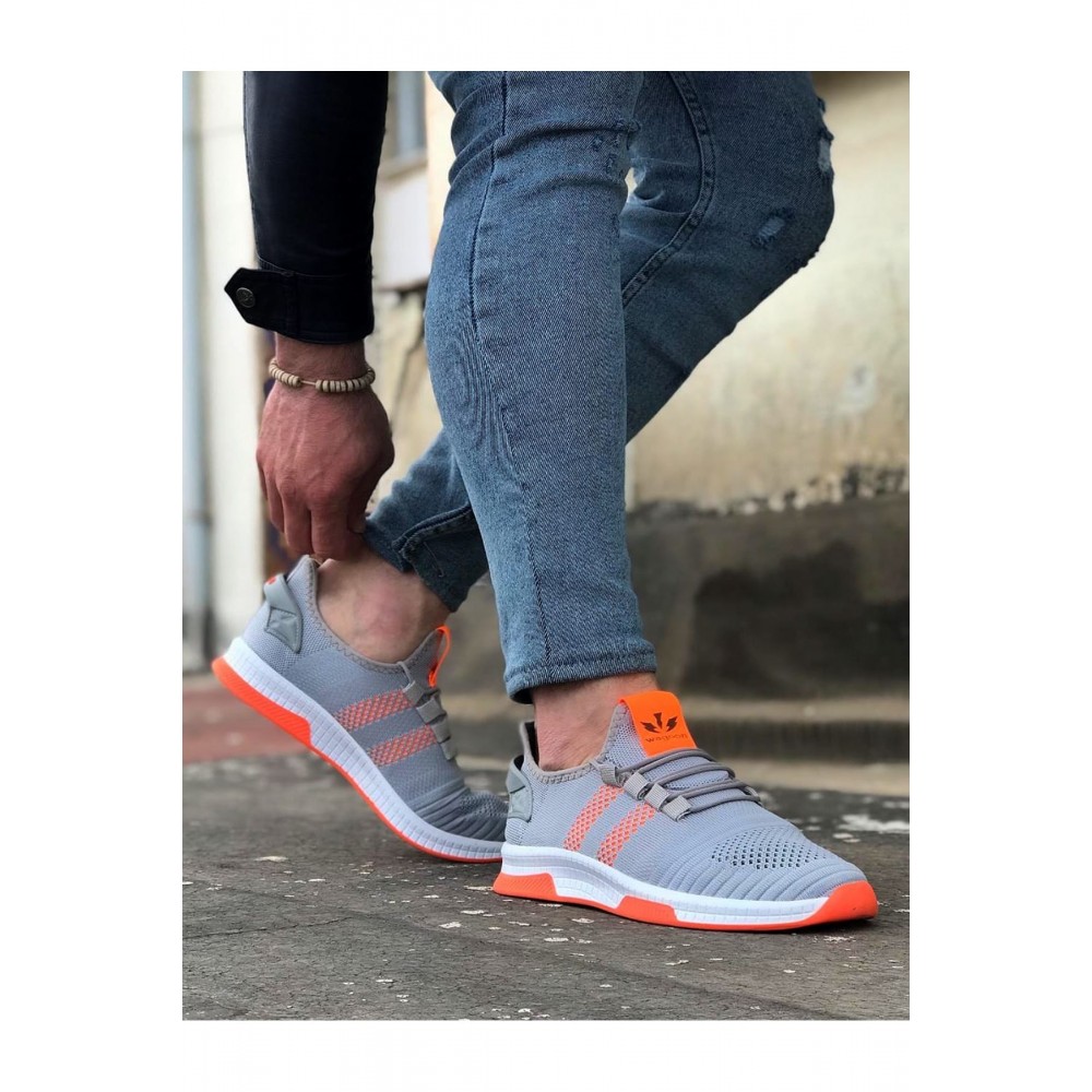 K&A  KA101 Gri Turuncu Erkek Spor Ayakkabı