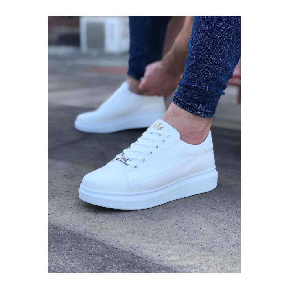 K&A  KA028 Beyaz Bağcıklı Kalın Taban Casual Erkek Ayakkabı