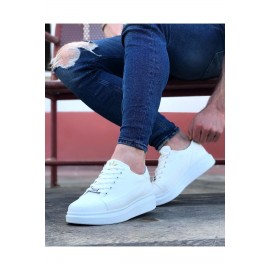 K&A  KA028 Beyaz Bağcıklı Kalın Taban Casual Erkek Ayakkabı
