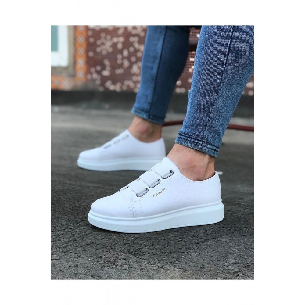 K&A  KA026 Beyaz Kalın Taban Casual Erkek Ayakkabı