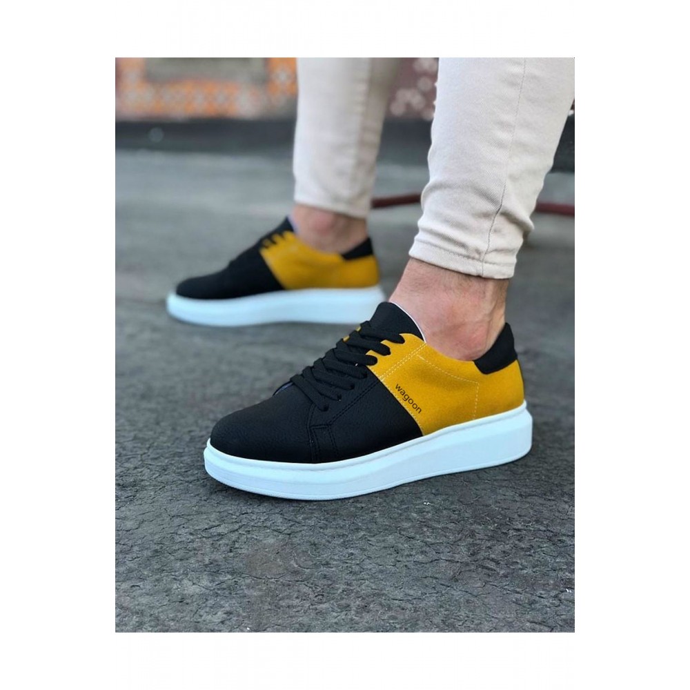 K&A  KA151 Siyah Sarı Süet Erkek Günlük Ayakkabı