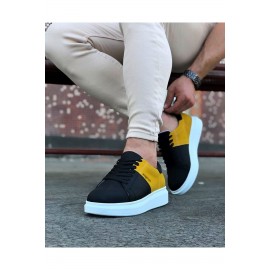 K&A  KA151 Siyah Sarı Süet Erkek Günlük Ayakkabı