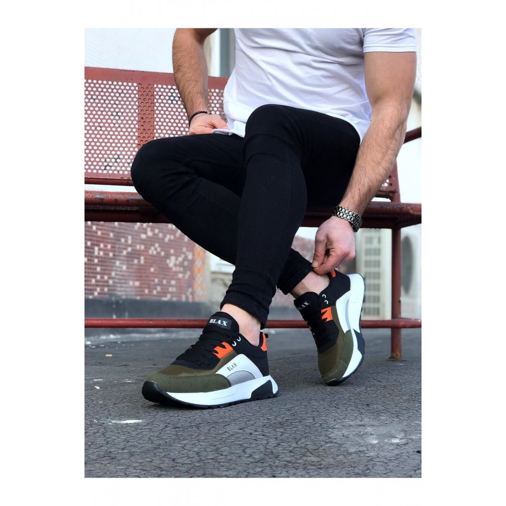 K&A  KA204 Haki Siyah Erkek Spor Ayakkabı