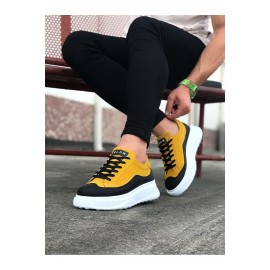 K&A  KA507 Siyah Sarı Erkek Ayakkabı
