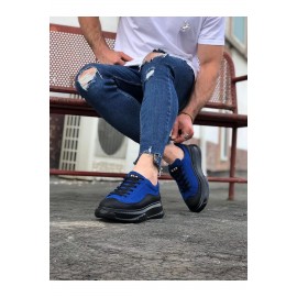 K&A  KA507 Kömür Mavi Erkek Ayakkabı