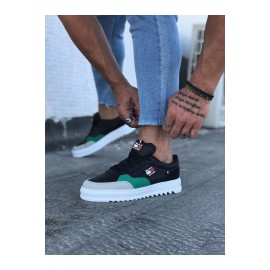 K&A  KA206 Siyah Yesil Erkek Günlük Ayakkabı