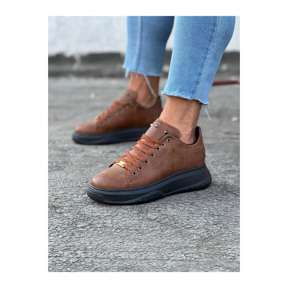 K&A  KA501 Taba Siyah Erkek Yüksek Taban Ayakkabı