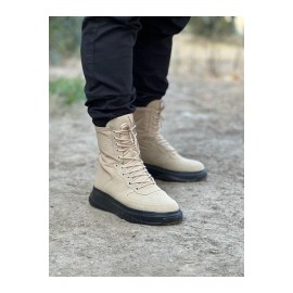 K&A  KA012 Bej Kömür Süet Uzun Bağcıklı  Bot