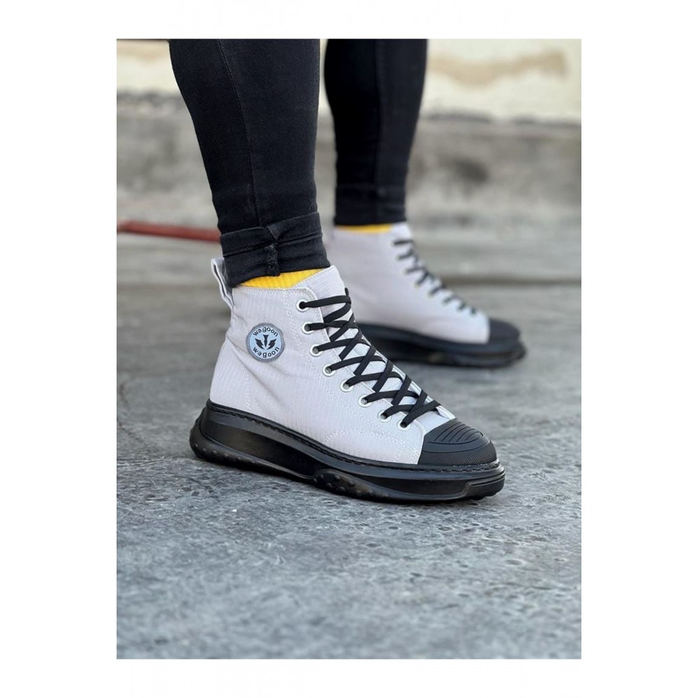 K&A  KA017 Gri Siyah Erkek Yarım Bilek Casual Ayakkabı