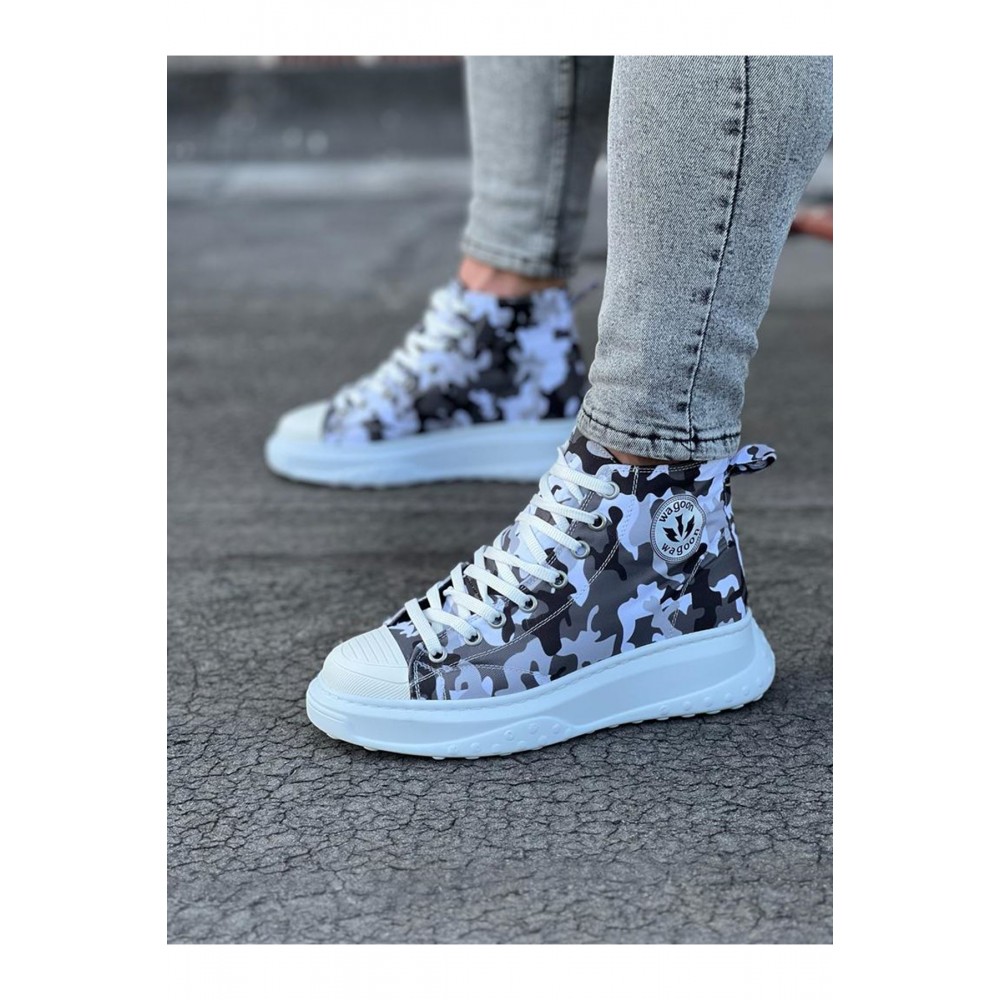 K&A  KA017 Beyaz Askeri Yarım Bilek Casual Ayakkabı