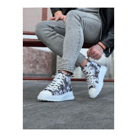 K&A  KA017 Beyaz Askeri Yarım Bilek Casual Ayakkabı