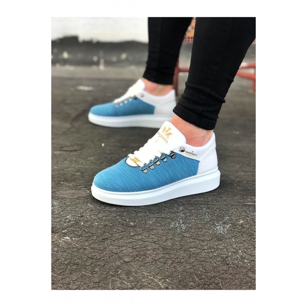 K&A  KA047 Beyaz Mavi Erkek Casual Ayakkabı