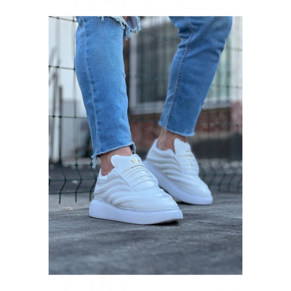 K&A  KA094 Beyaz Rugan Erkek Casual Ayakkabı