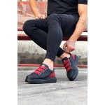 K&A  KA029 3 Bant Legend Kömür Kırmızı Kalın Taban Casual Erkek Ayakkabı