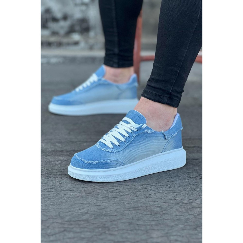 K&A  KA018 Buz Mavi Kot Kumaş Erkek Casual Ayakkabı