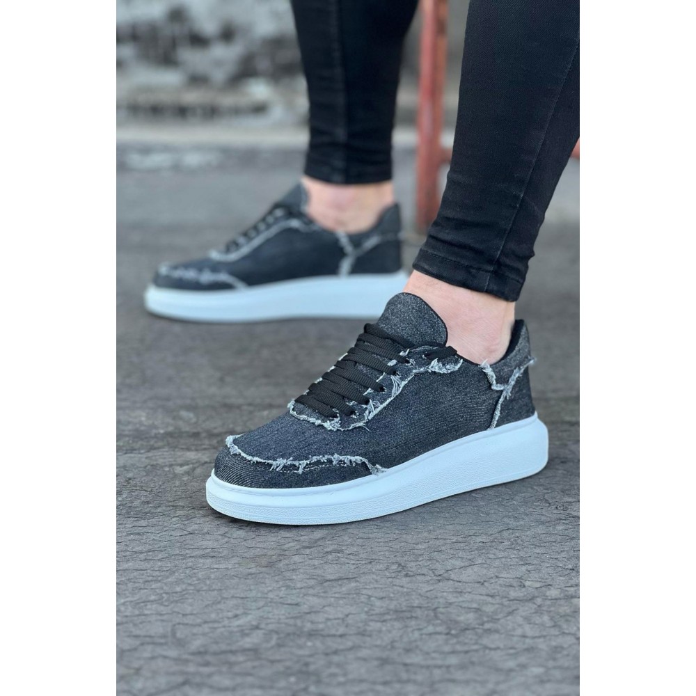 K&A  KA018 Gri Kot Kumaş Erkek Casual Ayakkabı