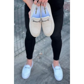 K&A  KA060 Bej Triko Babet Erkek Casual Ayakkabı