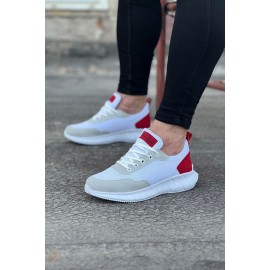 K&A  KA063 Beyaz Kırmızı Triko Erkek Spor Ayakkabı