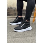 K&A  KA035 Siyah Cilt Yüksek Taban Yarım Bilek Bot