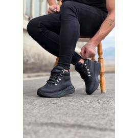 K&A  KA035 Kömür Cilt Yüksek Taban Yarım Bilek Bot