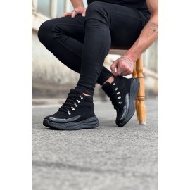 K&A  KA035 Kömür Rugan Yüksek Taban Yarım Bilek Bot