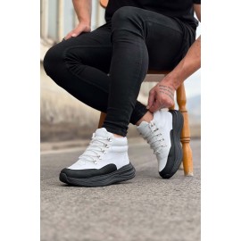K&A  KA035 Kömür Beyaz Yüksek Taban Yarım Bilek Bot
