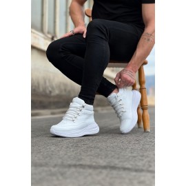 K&A  KA035 Beyaz Yüksek Taban Yarım Bilek Bot