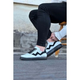 K&A  KA160 Beyaz Siyah Erkek Casual Ayakkabı