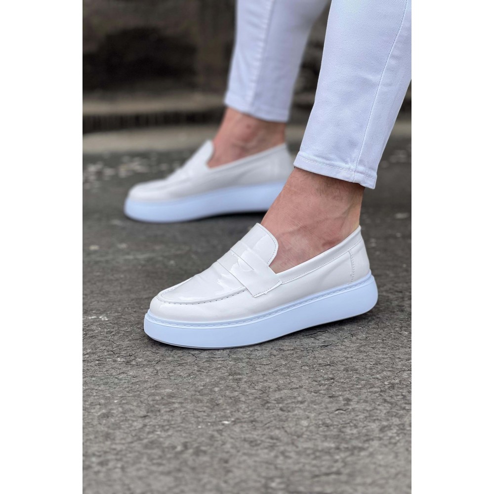 K&A  KA161 Beyaz Rugan Erkek Casual Ayakkabı
