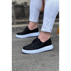 K&A  KA508 Siyah Cilt Ortopedik Taban Erkek Casual Ayakkabı