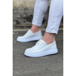 K&A  KA508 Beyaz Cilt Ortopedik Taban Erkek Casual Ayakkabı