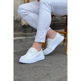K&A  KA508 Beyaz Cilt Ortopedik Taban Erkek Casual Ayakkabı