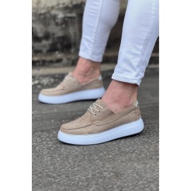 K&A  KA508 Bej Süet Ortopedik Taban Erkek Casual Ayakkabı