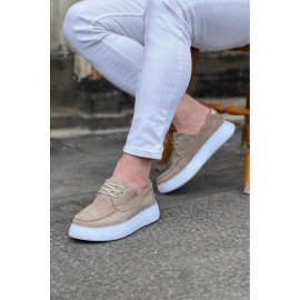 K&A  KA508 Bej Süet Ortopedik Taban Erkek Casual Ayakkabı