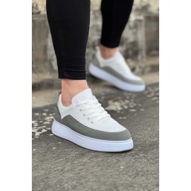 K&A  KA162 Beyaz Gri Ortopedik Taban Erkek Casual Ayakkabı