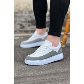 K&A  KA162 Beyaz Gri Ortopedik Taban Erkek Casual Ayakkabı