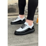 K&A  KA162 Kömür Beyaz Rugan Ortopedik Taban Erkek Casual Ayakkabı