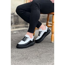 K&A  KA162 Kömür Beyaz Rugan Ortopedik Taban Erkek Casual Ayakkabı