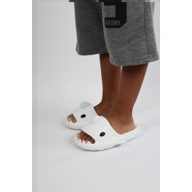 K&A   KA500 Köpekbalığı Beyaz Unisex Tam Ortopedik Terlik Shark Slides Cocuk