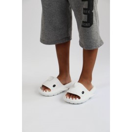 K&A   KA500 Köpekbalığı Beyaz Unisex Tam Ortopedik Terlik Shark Slides Cocuk