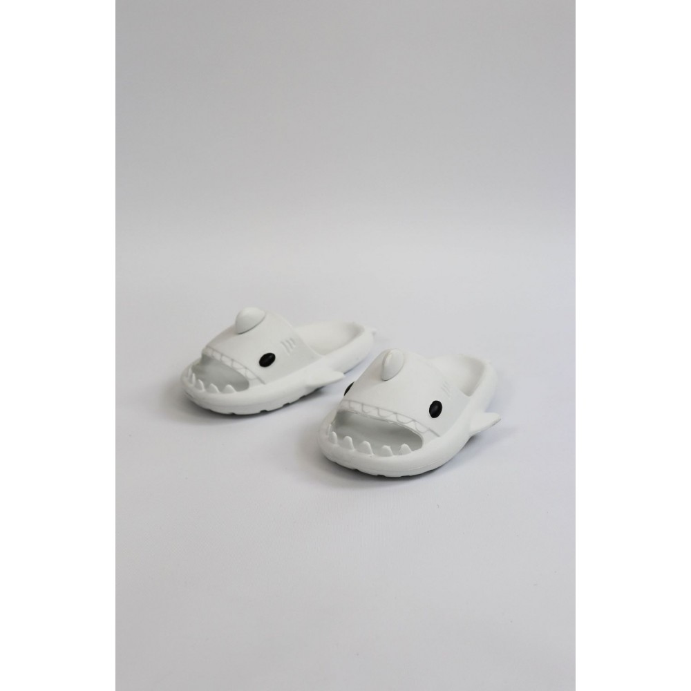 K&A   KA500 Köpekbalığı Beyaz Unisex Tam Ortopedik Terlik Shark Slides Cocuk