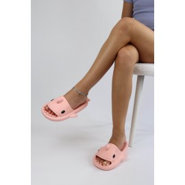K&A   KA500 Köpekbalığı Pembe Unisex Tam Ortopedik Terlik Shark Slides