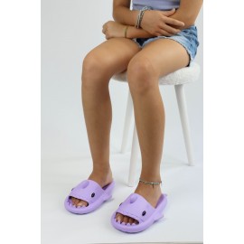 K&A   KA500 Köpekbalığı Mor Unisex Tam Ortopedik Terlik Shark Slides