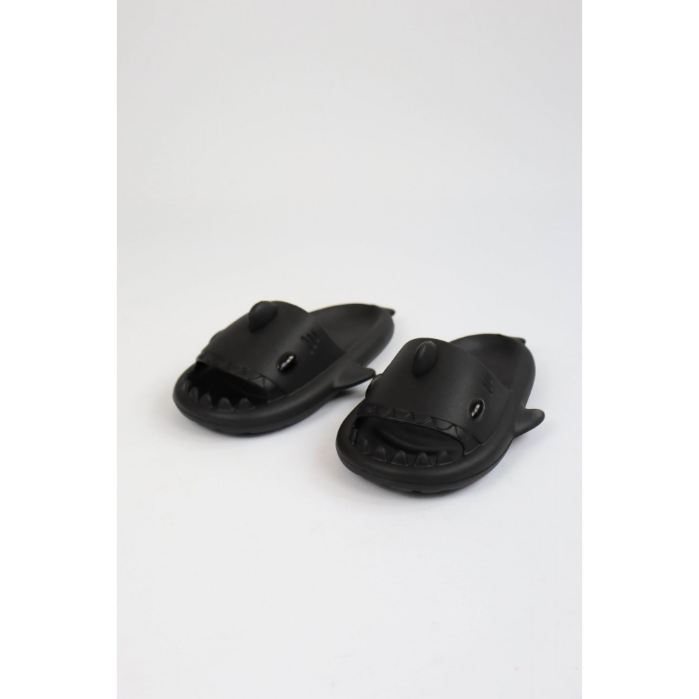 K&A   KA500 Köpekbalığı Siyah Unisex Tam Ortopedik Terlik Shark Slides