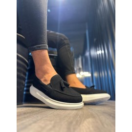 K&A Günlük Spor Klasik Ayakkabı 818 Siyah Süet (Beyaz Taban)